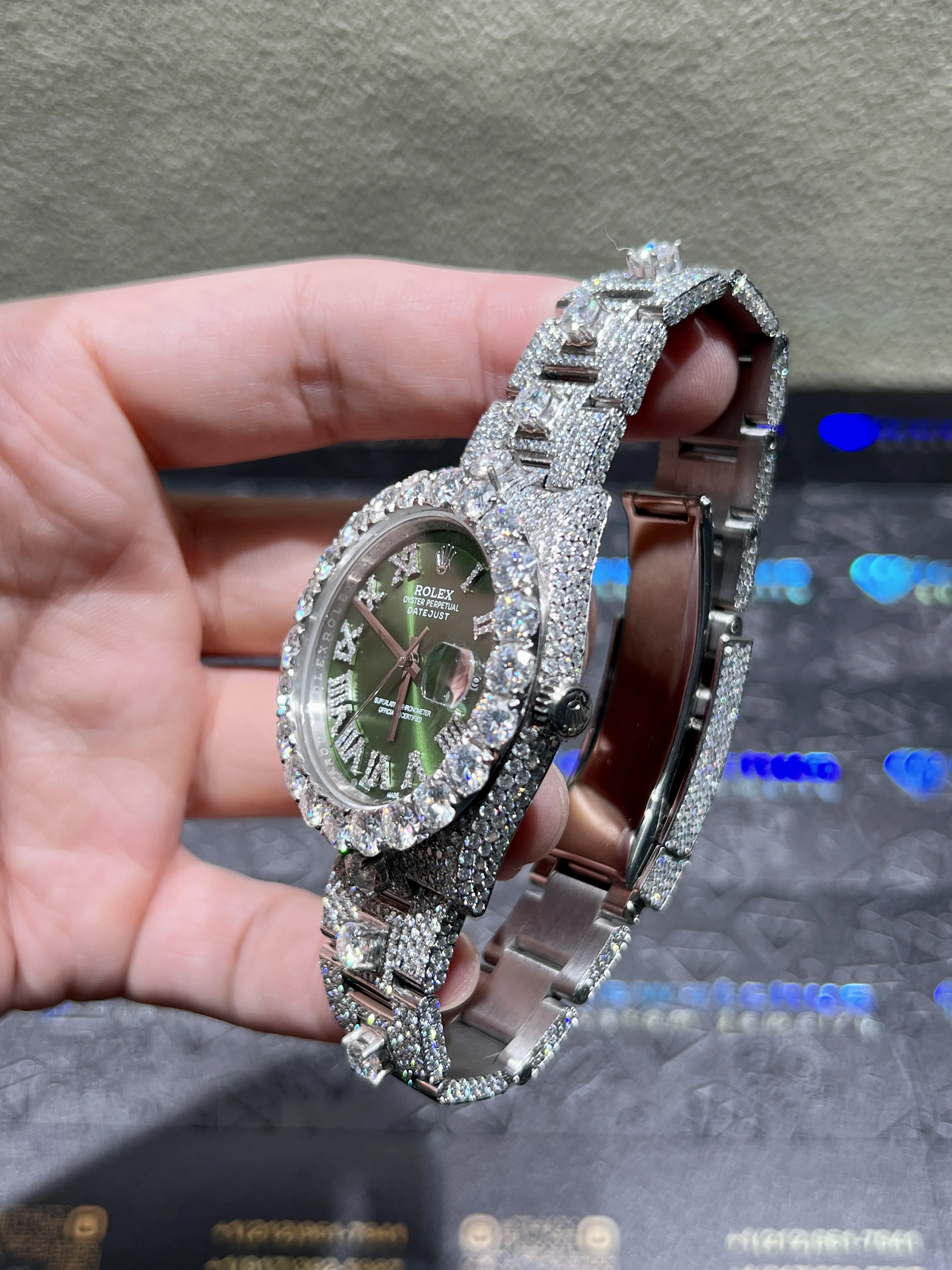 Datejust 36mm Icedout Watch with Green Dial D1147519350 — view 4