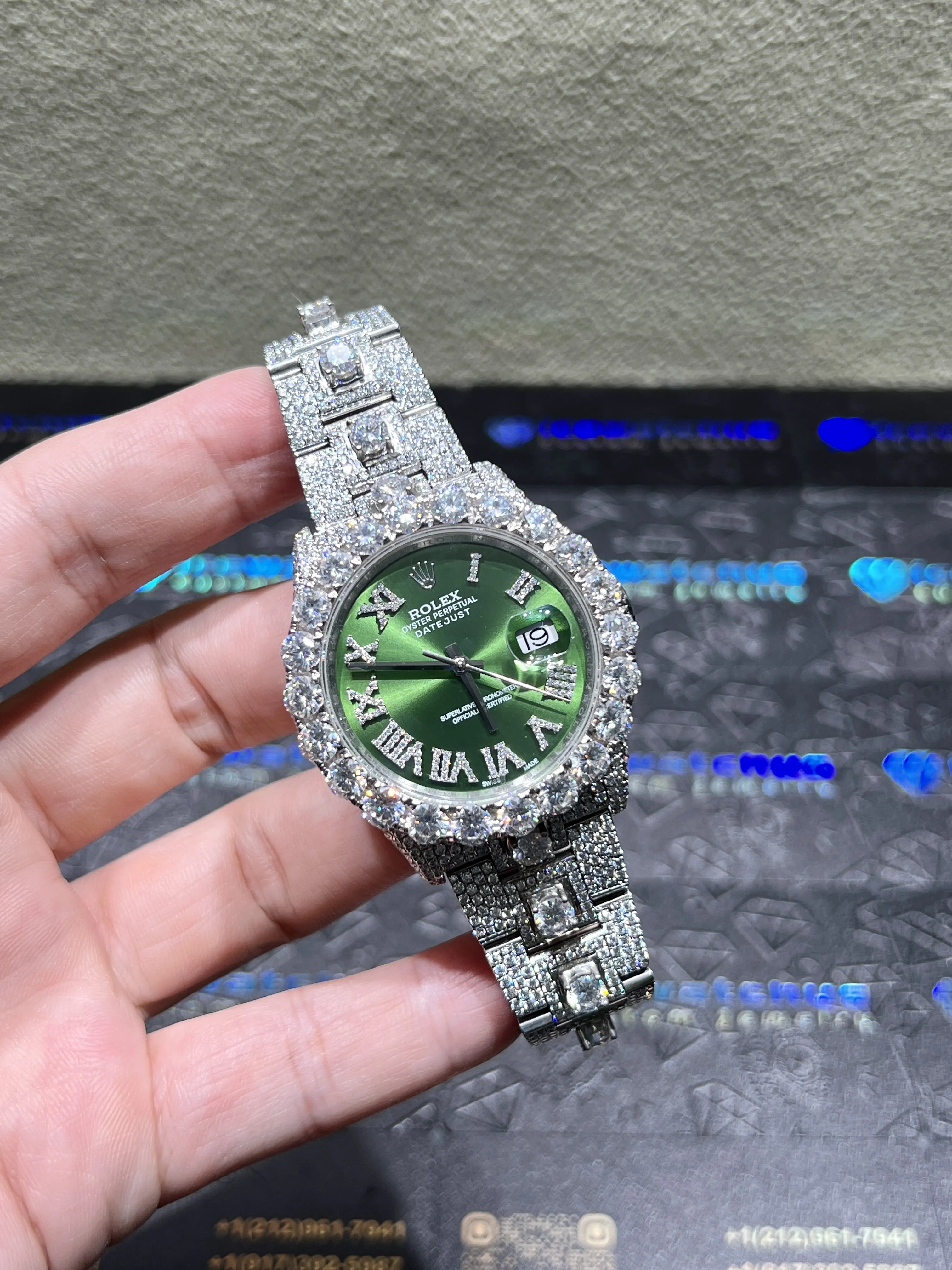 Datejust 36mm Icedout Watch with Green Dial D1147519350 — view 2