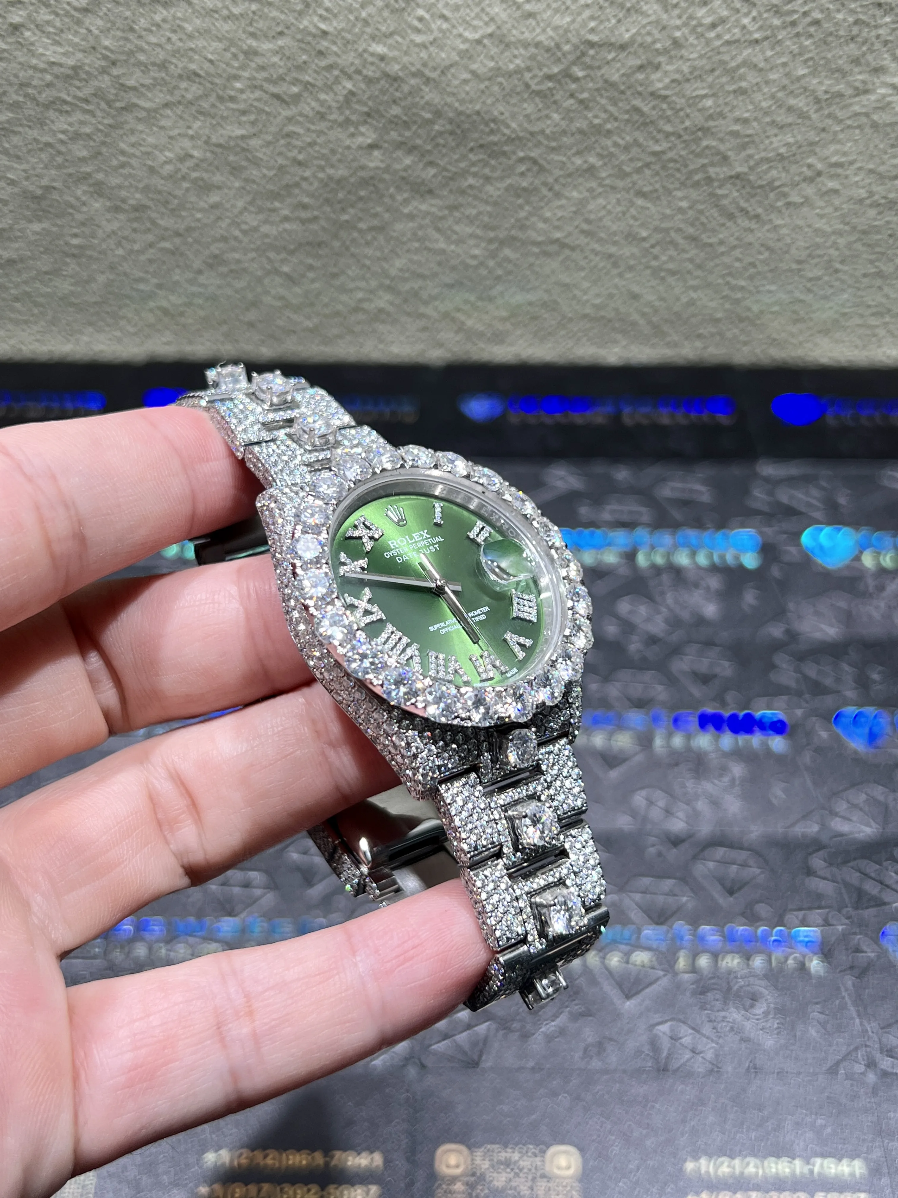 Datejust 36mm Icedout Watch with Green Dial D1147519350 — view 3