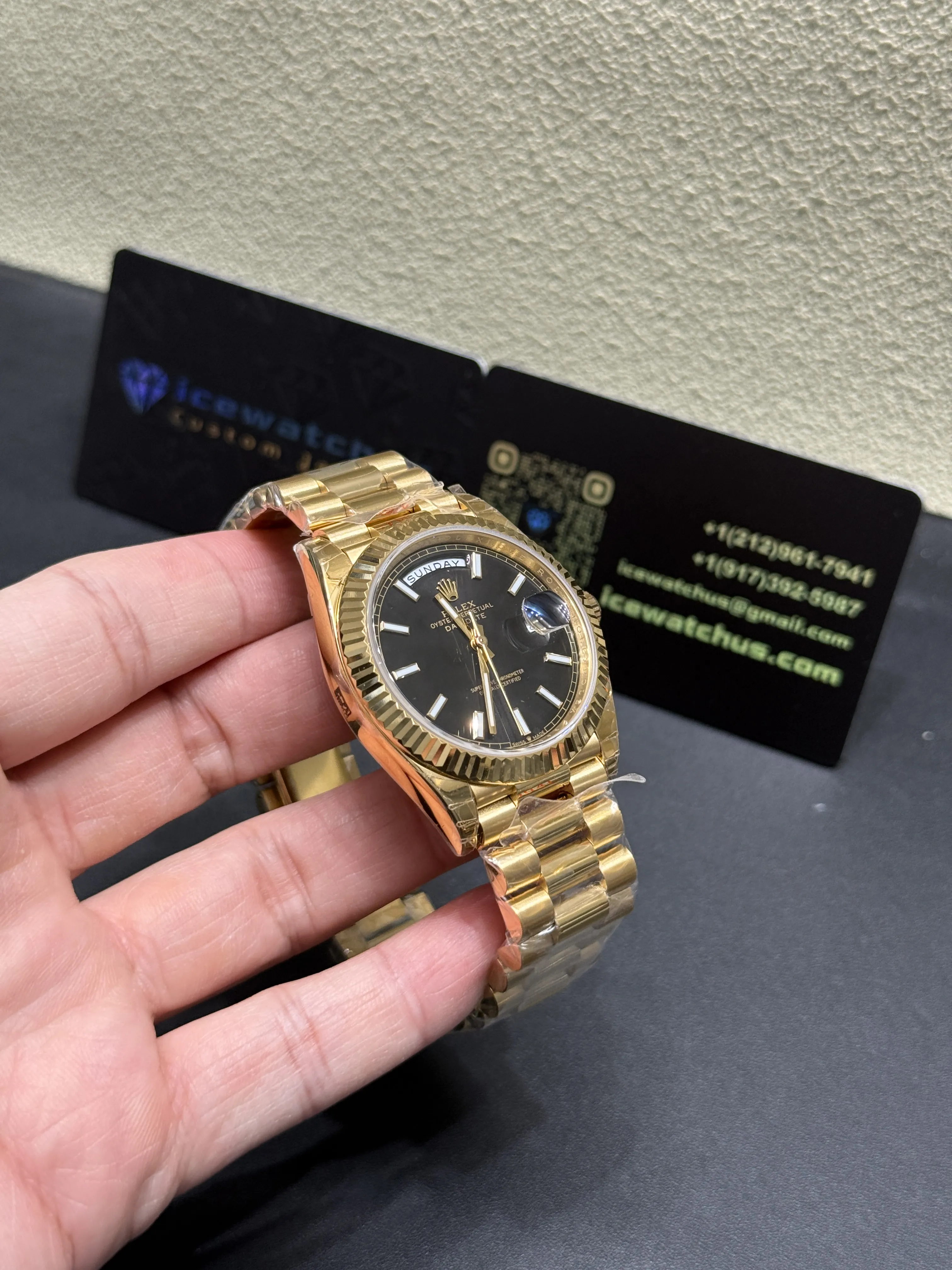 Day-Date 40mm Gold-Tone Watch with Black Dial D398319385 — view 3