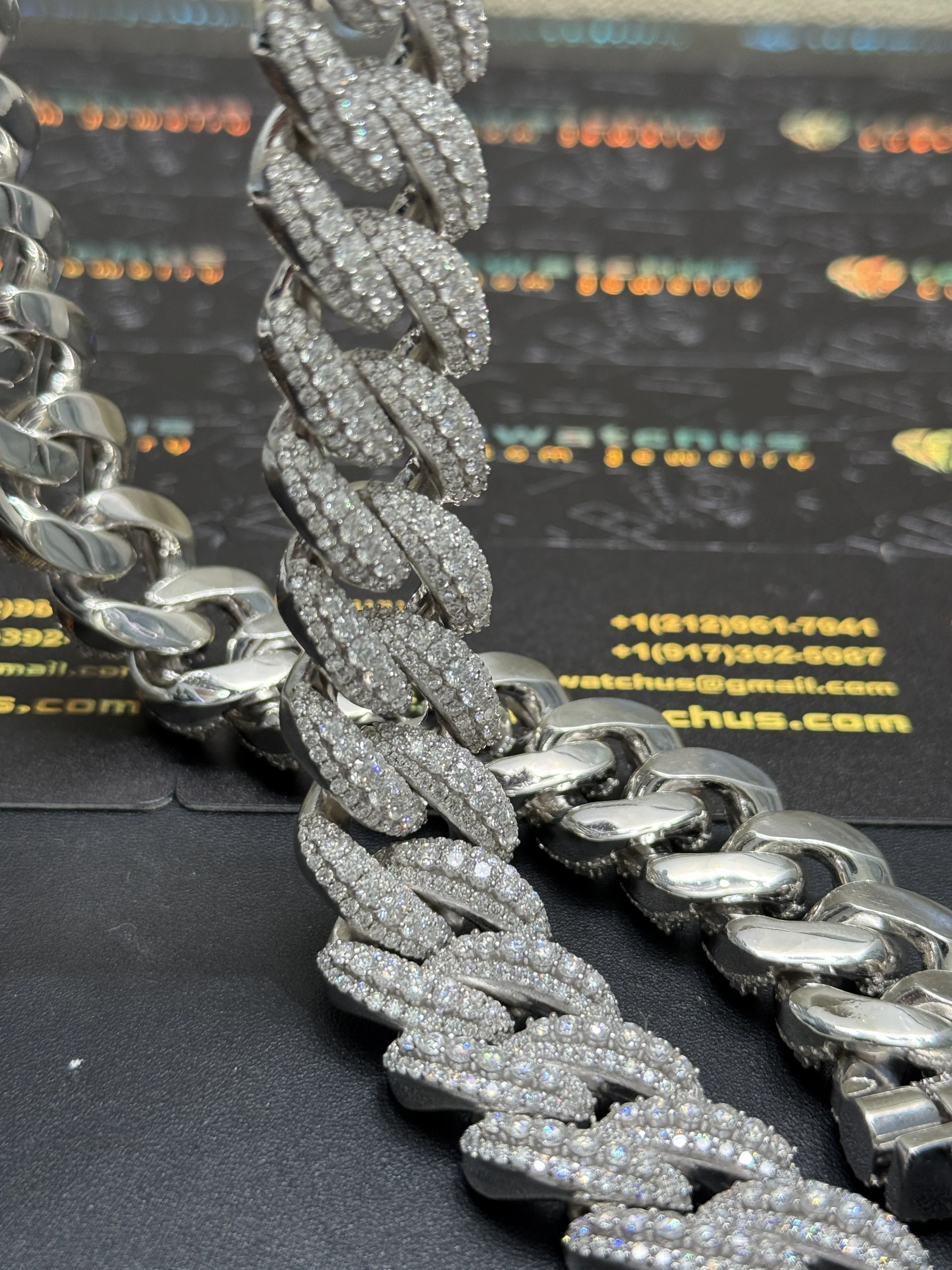22mm 22in 925Silver Moissanite Cuban chain D1687519398 — view 7