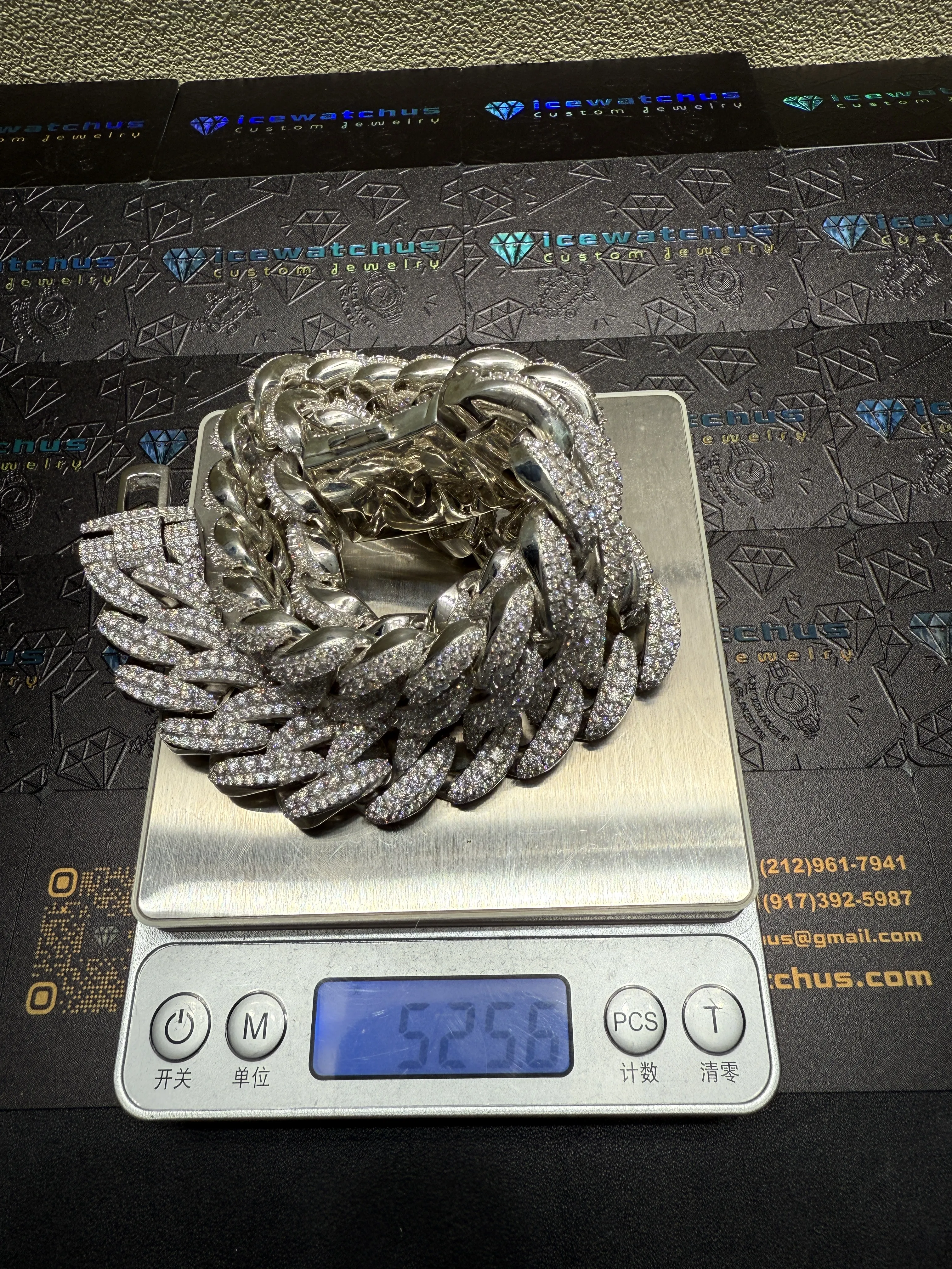 22mm 22in 925Silver Moissanite Cuban chain D1687519398 — view 10