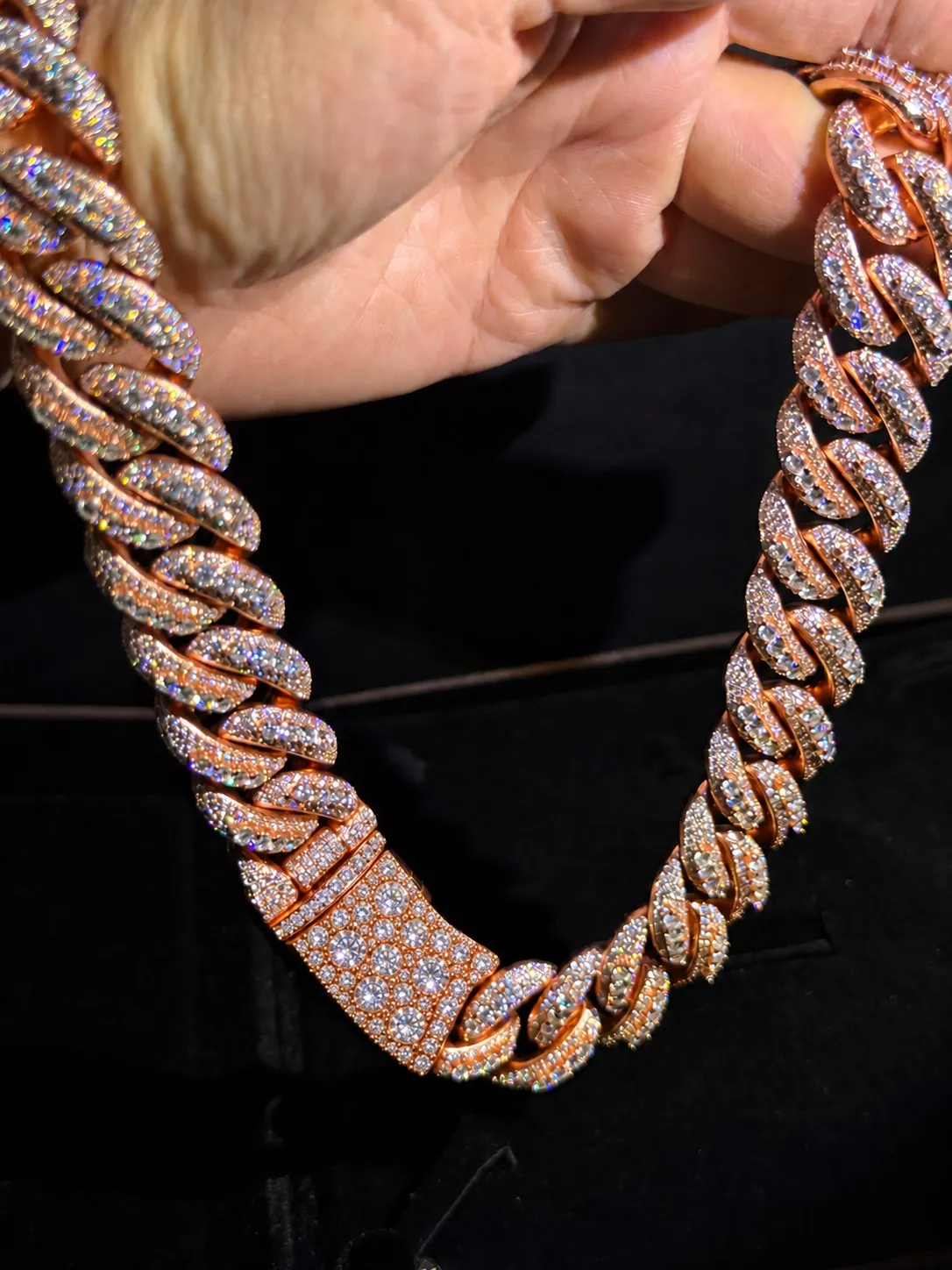 22mm Moissanite Cuban Link Chain in 925 Sterling Silver D025071 — view 1
